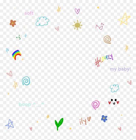 Kidcore Transparent Png, Cute Png Overlays, Cute Png For Edits, Border Cute Design, Kawaii Png Aesthetic, Border Png Aesthetic, Korean Aesthetic Stickers, Cute Templates For Edits, Cute Pngs For Editing