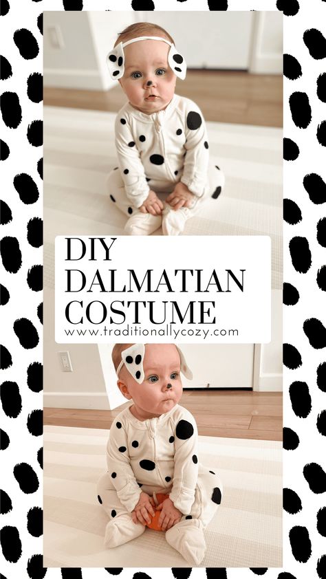 Toddler Dalmation Costume Boy, Infant Dalmation Costume Diy, Infant Dalmation Costume, Easy Dalmation Costume, Newborn Dalmatian Costume, Baby Dalmation Costume Diy, Easy Baby Boy Halloween Costumes Diy, Homemade Dalmatian Costume, Diy Baby Dalmation Costume