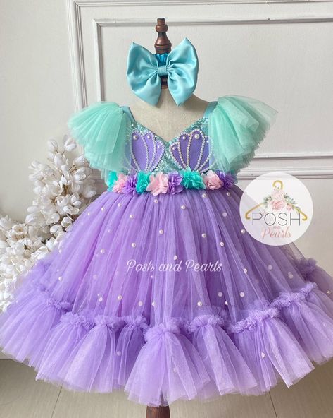 Mermaid themed gowns 🩵💜 Available on hand! size for 1-2 yrs old Place your orders now 🤗 Baby Girl Fancy Dresses, Mermaid Dress For Kids, Kids Frock, Kalamkari Dresses, Frocks For Kids, Baby Birthday Dress, Barbie Dress Fashion, Kids Dress Wear, Baby Dress Design