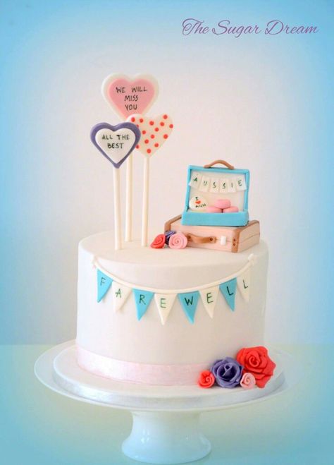 Farewell cake by The Sugar Dream Farewell Cake For Teacher, Farewell Cake For Friend Going Abroad, Moving Cake Ideas, Cake For Farewell Party, Bon Voyage Cake Ideas, Farewell Cake Ideas Friends, Welcome Home Cake Design, Welcome Home Cake Ideas, Farewell Cake Designs