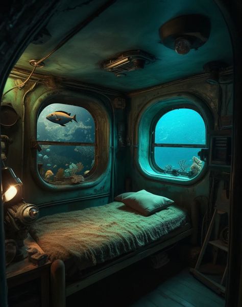 Underwater Room, Scifi Interior, Design Dragon, Spaceship Interior, Fantasy Rooms, Psychadelic Art, Leagues Under The Sea, Fantasy Places, Fantasy Concept Art