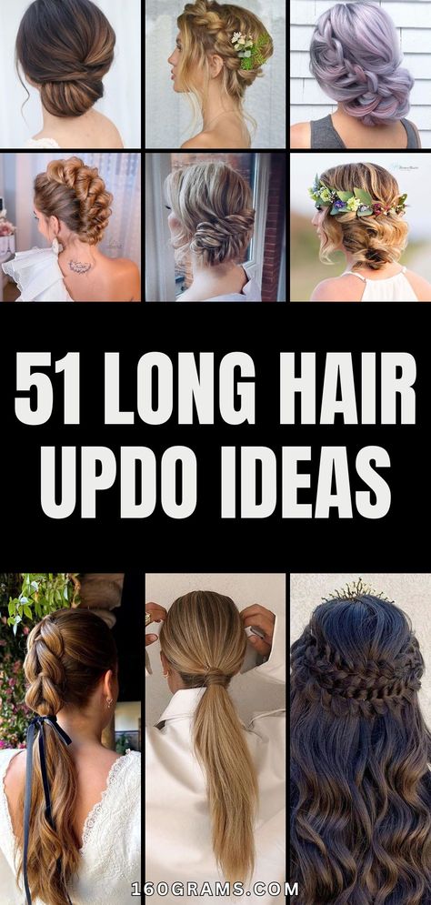 Save this pin for stunning updo styles to turn heads! From elegant braids to glamorous buns, these long hair updos are perfect for any occasion. #HairInspiration #UpdoStyles #FashionBlog Braided Updos For Long Hair Wedding, Best Updos For Long Hair, Hair Bun Styles For Long Hair, Pretty Updos For Medium Hair, Up Dos For Long Hair, Elegant Updos For Long Hair, Hair Updo Ideas, Hair Updos For Long Hair, Long Hair Updos