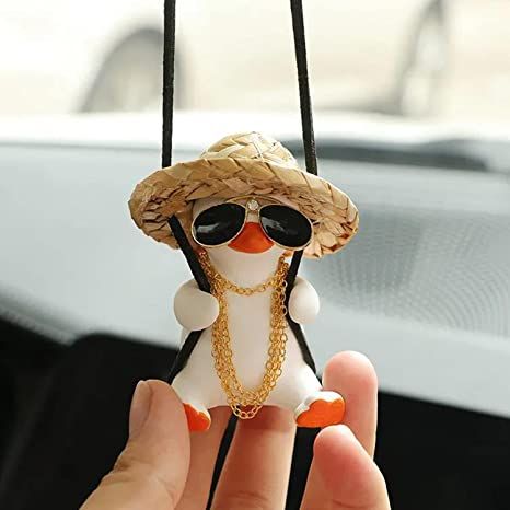 Hanging Duck For Car, Duck Car Decor, Swinging Duck Car Ornament, Cute Car Hanging Decor, Cute Car Stuff, Car Rear View Mirror Decor, Cute Car Seat Covers, Car Mirror Hanging Accessories, Car Hanging Accessories