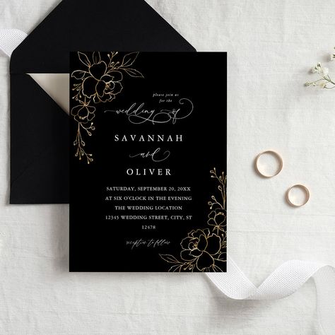 Black Tie Wedding Invitations, Wedding Invitation Elegant, Wedding Reception Cards, New Years Wedding, Nye Wedding, Wedding Planning Decor, New Years Eve Weddings, Invitation Elegant, Traditional Wedding Invitations