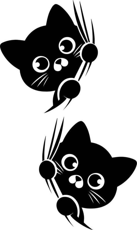 Cat Peeking Out, Silhouette Chat, Peeking Cat, Idee Cricut, Black And White Images, Black And White Stickers, White Images, Cat Wall Art, Silhouette Art