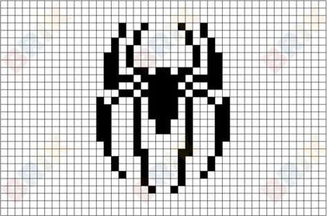 Crochet Grid Patterns Spiderman, Spiderweb Pixel Art, Spider Man Grid Pattern, Spider Man Pixel Art Grid, Easy Pixel Art Spiderman, Domo Pixel Art, Pixel Art Inspo Easy, Pixel Art On Graph Paper, Graph Paper Pixel Art