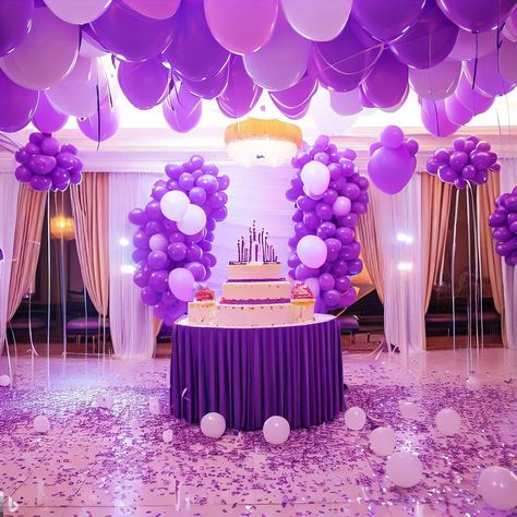 Purple party birthday decorations hall birthday party🎂🎉🎈bts decor Birthday Hall Decorations Ideas, Birthday Decoration Ideas At Hall, Hall Birthday Party Decorations, Party Hall Decor Ideas Birthday, Birthday Party Hall Decorations, Birthday Hall Decorations, Kanha Birthday, Hall Birthday Party, Birthday Hall