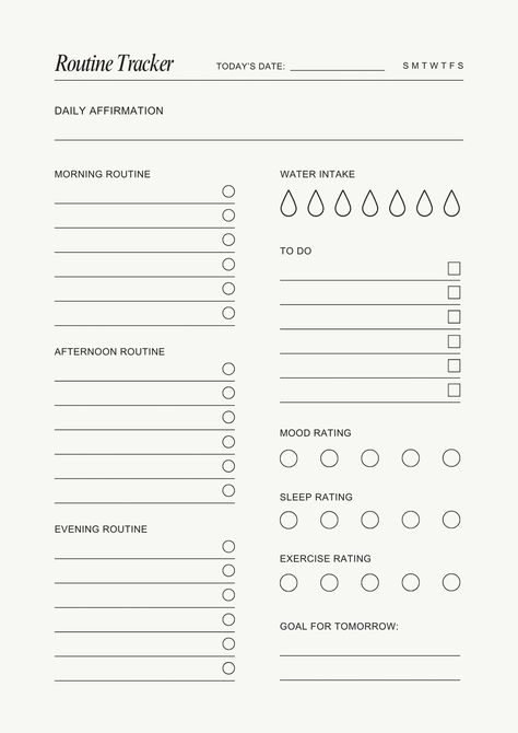 Cream Minimal Daily Routine Planner - Templates by Canva Daily Routine Tracker, Daily Routine Checklist, Routine Tracker, Daily Routine Schedule, Daily Routine Planner, Morning Routine Checklist, Routine Checklist, Habit Tracking, Routine Planner