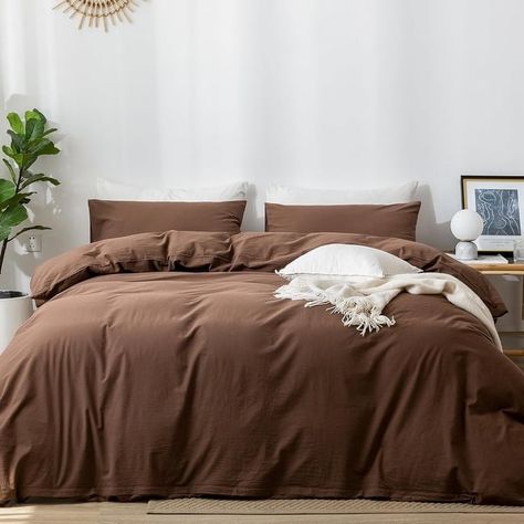 Bedding Duvet Cover Set 100% Washed Cotton Linen Like Textured - On Sale - Bed Bath & Beyond - 40196748 Brown Bed Sets, Brown Duvet Covers, Brown Bed, Bedding Duvet, Inspire Me Home Decor, Cocoa Brown, Bedding Stores, Getting Out Of Bed, Cotton Duvet Cover