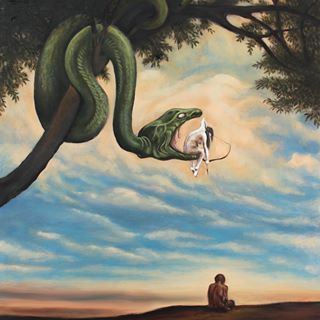 NRDA™️ (@__nrda) • Instagram photos and videos Contemporary Figurative Art, Large Snake, Surreal Painting, Illustrative Art, Paintings Oil, Ultraviolet Light, Portrait Paintings, Fairy Godmother, Adam And Eve