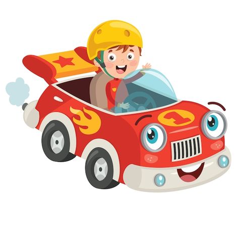 Child racing with funny car | Premium Vector Race Car Clipart, Car Clipart, Game Zone, Red Wagon, Cityscape Photos, Logo Banners, Nature Backgrounds, Car Humor, Heart With Arrow