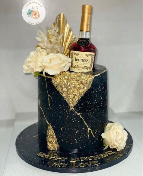 Birthday Cake For Papa, Christy Brown, Heart Shaped Birthday Cake, Liquor Cake, Modern Birthday Cakes, Buttercream Cake Designs, 47th Birthday, Bottle Cake, Dad Birthday Cakes