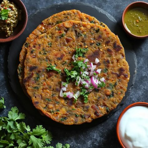 Thalipeeth is a traditional and wholesome flatbread that hails from the western Indian state of Maharashtra. This nutritious and flavorful dish is made from a blend of various grains and spices, making it a popular choice for breakfast or as a snack in Maharashtrian cuisine. Thalipeeth is known for its distinct taste and texture, and it is often served with accompaniments like yogurt, chutney, or pickle. Thalipeeth Photography, Thalipeeth Recipe, Maharashtra Food, Maharashtrian Food, Indian Fast Food, Cucumber Tea Sandwiches, Maharashtrian Recipes, Recipes Snacks, Veg Dishes