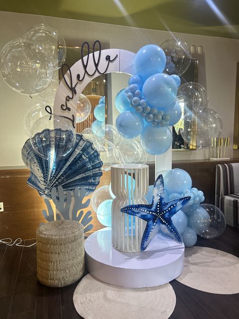 Beach Theme Party Aesthetic, Beach Party Decorations Indoor, Aquarium Birthday Theme, Birthday Beach Decoration Ideas, Coastal Birthday Party Decorations, Moana Themed Quinceanera, Ocean Themed Quinceanera, Aquamarine Birthday Party, Mermaid Party Adult