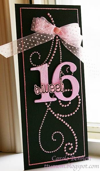 Color, texture, layout. Sweet 16 by BratBee - Cards and Paper Crafts at Splitcoaststampers 16th Birthday Card, Girl Birthday Cards, Bday Cards, 16 Birthday, Birthday Numbers, Number Cards, Kids Birthday Cards, Handmade Birthday Cards, Creative Cards