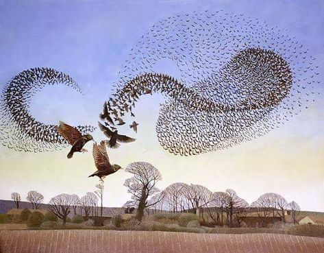 Annie Ovenden Woodcut Art, Annie Ovenden, Starling Murmuration, Woodcut Prints, Wildlife Illustration, Bird Brain, Lino Cuts, Engraving Ideas, British Garden