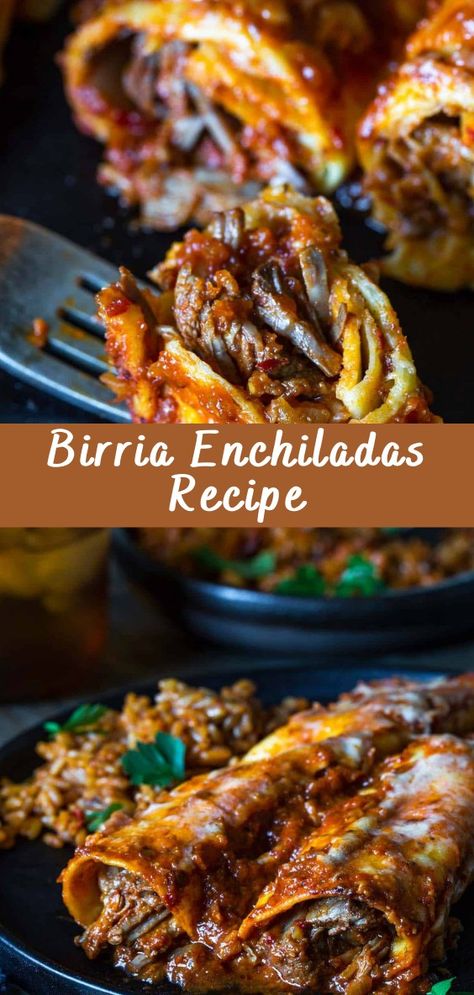 Birria Enchiladas, Beef Birria Recipe, Enchiladas Recipe, Hispanic Food, Enchilada Recipes, Mexican Food Recipes Authentic, Beef Dishes, Mexican Dishes, I Love Food