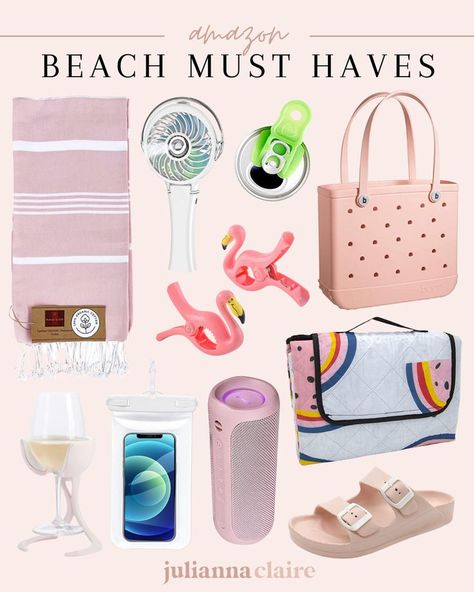 Beach Essentials / Beach Towel / Beach Chair / Beach Bag / Beach Cover Up / Beach Must Haves / Amazon Beach / Vacation Essentials Dog Beach Essentials, Amazon Beach Finds, Beach Gift Basket Ideas For Women, Beach Gifts For Women, Beach Vacation Gift Ideas, Beach Towel Gift Ideas, Beach Set Up, Amazon Beach Must Haves, Beach Bag Gift Ideas