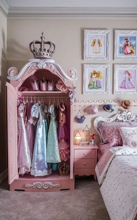 23 Princess Bedroom Ideas: Create Your Fairytale Retreat - StallionZo Disney Princess Inspired Room, Elegant Princess Room, Farmhouse Princess Bedroom, Princess Bunk Bed Ideas, Cinderella Room Aesthetic, Fairy Princess Room Aesthetic, Cinderella Room Ideas, Minimalist Princess Bedroom, Toddler Disney Princess Room