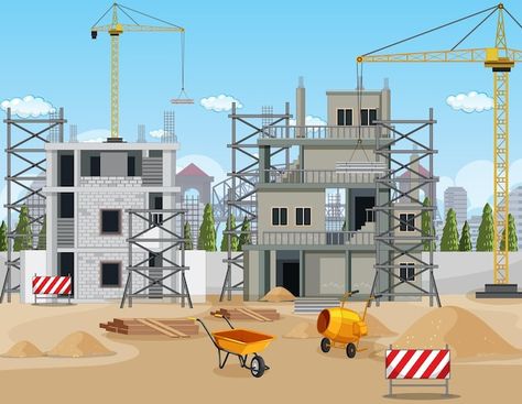 Scene of building construction site | Free Vector #Freepik #freevector #house-clipart #cartoon-drawing #cartoon-svg #cartoon Cartoon Building, House Clipart, Arch Architecture, Cartoon Background, Building Construction, Construction Site, Vector Photo, Architecture Drawing, Pixel Art