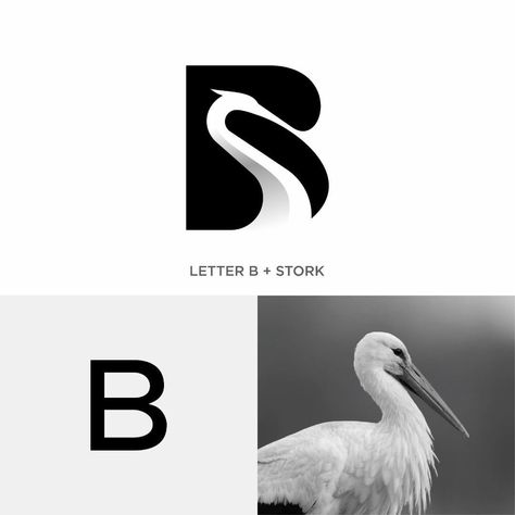 B Monogram Logo, Stork Logo, Bird Logo Inspiration, Letter B Design, Letter B Logo Design, Bird Logo Design Inspiration, B Logo Design, St Logo, Conference Logo