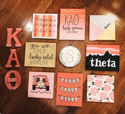 KAO, Kappa Alpha Theta Theta Canvas Ideas, Kappa Alpha Theta Painting, Kappa Alpha Theta Canvas, Sorority Canvas Paintings, Theta Crafts, Big Lil Gifts, Little Gifts Sorority, Big Little Canvas, Sorority Art