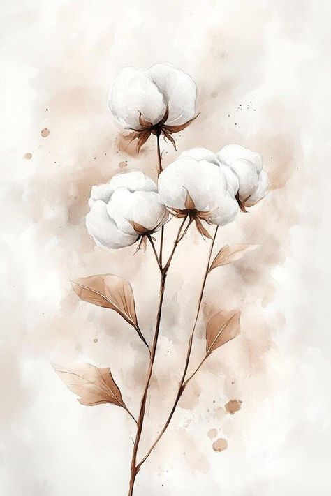 Elegant Watercolor Cotton Flower Canvas Print Wall Art in Neutral Tones for Minimalist Home Decor by CustomCanvasCurators 🌸 Check out this amazing watercolor canvas print capturing the beauty of cotton flowers! The soft white hues and warm neutral background make it a perfect fit for any contemporary or minimalist home. It's all about appreciating nature's elegance and bringing a touch of calm and tranquility into your space. Perfect for gifting or simply treating yourself to a little dose ... Botanical Artists, Cotton Watercolor, Neutral Background, Cotton Flower, Elegant Watercolor, Watercolor Canvas, Minimalist Home Decor, Flower Canvas, Neutral Tones