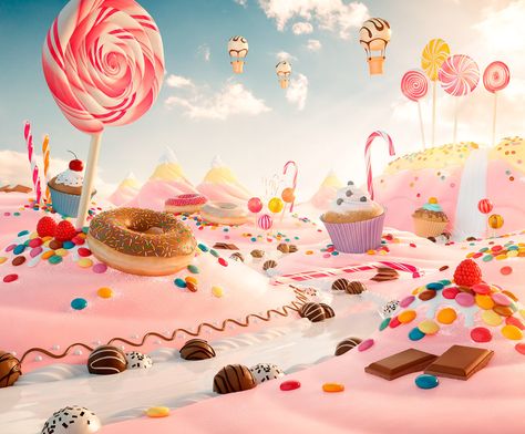 귀여운 음식 그림, Candy House, Candy Art, Background Template, Low Poly Art, Free Candy, Willy Wonka, Fantasy Art Landscapes, Colorful Landscape