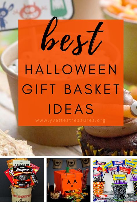 Diy Halloween Basket, Halloween Gift Basket Ideas, Halloween Treat Baskets, Boo Basket Ideas, Halloween Prizes, Kids Halloween Gifts, Fall Gift Baskets, Halloween Themed Gifts, Halloween Gift Baskets