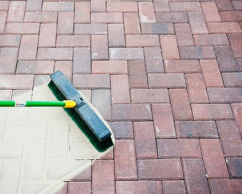 We Have a Red Brick Paver Patio! - Yellow Brick Home Garage Walkway, Red Brick Paving, Red Brick Pavers, Sand Patio, Brick Sidewalk, Painted Pavers, Brick Paver Patio, Brick Pathway, Paver Designs