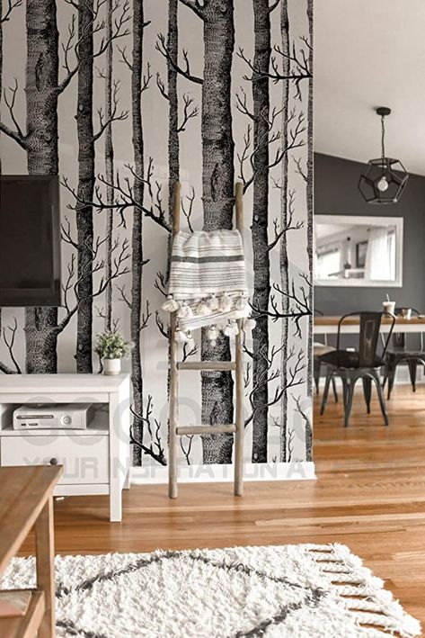 Peel And Stick Wallpaper Kids, Birch Tree Mural, Peel And Stick Contact Paper, Murals For Living Room, Birch Tree Decor, Birch Tree Wallpaper, Woodland Wallpaper, Wallpaper Nursery, Room Accent Wall