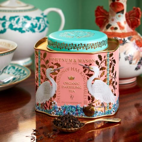 King Charles coronation memorabilia Fortnum And Mason Tea, Spices Packaging, Darjeeling Tea, Tea Packaging Design, Fortnum Mason, King Charles Iii, The Coronation, Fortnum And Mason, Tea Brands