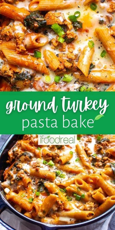 Healthy Oven Casserole Recipes, Grown Turkey Recipes, Essen, Oven Baked Pasta Recipes Healthy, Easy Dinners Ground Turkey, Ground Turkey Veggie Pasta, Ground Turkey Oven Recipes, Ground Turkey Recipes With Pasta, Ground Turkey Pasta Meal Prep