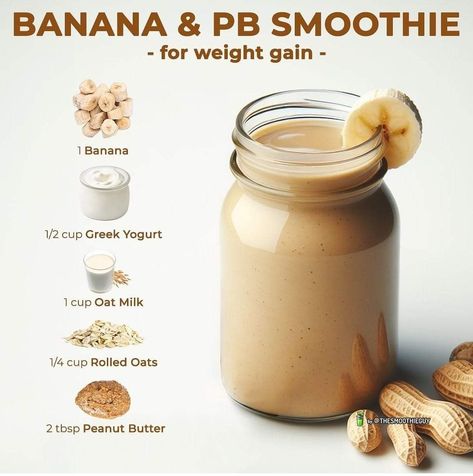 Smoothie To Gain Weight Recipes, Smoothie Recipes Weight Gain Healthy, Smoothie Recipes For Weight Gain Health, Smoothie For Weight Gain Healthy, Banana Pb Smoothie, Weight Gain Smoothie, Pb Smoothie, Quick Smoothie Recipes, Gain Meals