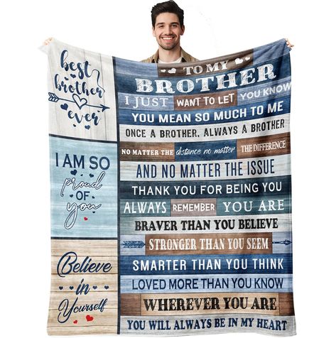 PRICES MAY VARY. ✨【HIGH-QUALITY MATERIAL】: Our blanket is made of 100% flannel, which is very soft and lightweight. wrinkle and fade-resistant, this blanket will give people a warm feeling and also relax the body and mind. ✨【THE MOST PERFECT GIFT FOR BROTHER】:This beautiful blanket is specially designed for your brother. giving it to your brother as a gift also represents your unique love for him, and it is a way for gift-givers to express their love. this custom blanket can be a birthday gift, Birthday Gifts, Birthday, Gift Ideas, Blankets, Bed Blankets, Birthday Gift Ideas, Mom Dad, Birthday Gift, Bed