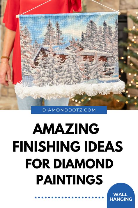 easiest ever diamond painting wall hanging - no frame needed Diamond Dotz Ideas, Uses For Extra Diamond Dots, Ideas For Framing Diamond Art, How To Hang Diamond Painting, Diamond Dotz Framing Ideas, What To Do With Diamond Paintings, What To Do With Diamond Art When Done, Diy Diamond Painting Frame, How To Display Diamond Art