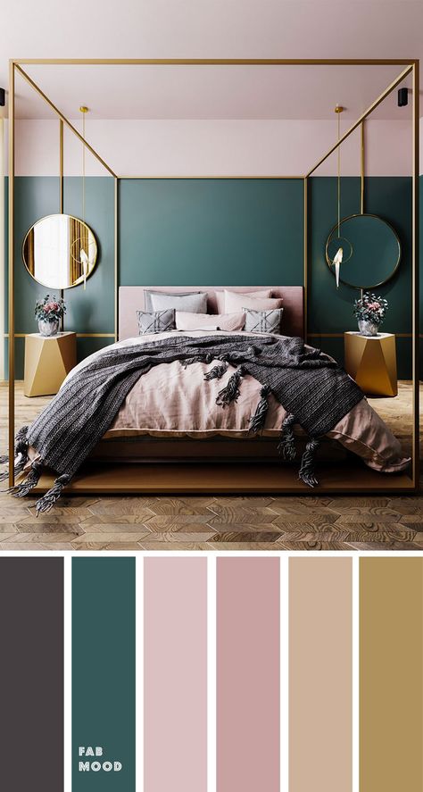 Teal Bedroom, Bedroom Colour Palette, Bedroom Cozy, Accent Colors For Gray, Bedroom Color, Interior Plants, Bedroom Color Schemes, Bohol, Canopy Bed