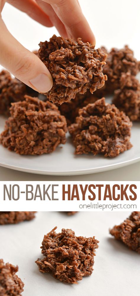 Chocolate Haystacks, Haystacks Recipe, Haystack Cookies, One Little Project, Christmas Baking Recipes, After School Snack, Kid Friendly Snack, School Snack, No Bake Snacks