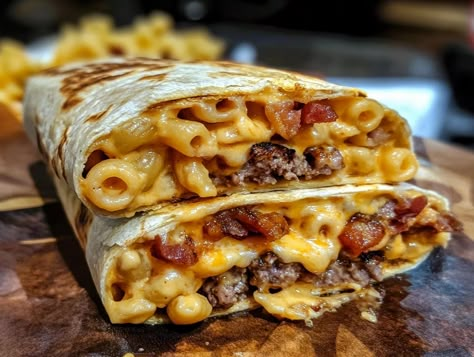 Mac And Cheese Burgers, Hearty Dinner Recipes Comfort Foods, Quick Bbq Dinner Ideas, Mac And Cheese Wrap, Soul Food Bowl, Mac N Cheese Chicken, Mac And Cheese Dinner Ideas, Mac And Cheese Recipe Bacon, Mac And Cheese Tortilla Wrap