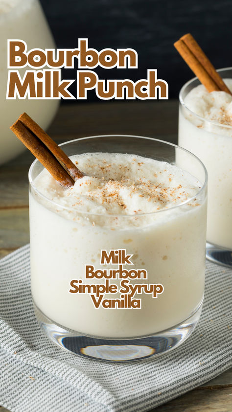 Bourbon Milk Punch Brandy Cocktail Recipes, Milk Cocktails, Bourbon Milk Punch, Bourbon Eggnog, Whiskey Cocktails Easy, Cocktails Easy, Milk Punch, Brandy Cocktails, Punch Cocktails