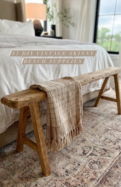 Farmhouse Bedroom Bench, Farmhouse Bench Diy, Minimal Apartment, Diy Wood Bench, Reclaimed Wood Benches, Homemade Furniture, Vintage Bench, Rustic Bench, End Of Bed Bench