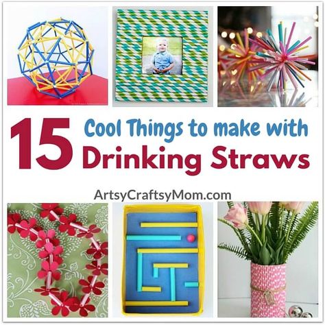 Drinking straws aren't just for your summer coolers, there's a lot you can do with them! Here are 15 super cool things to make with drinking straws. Straw Projects, Plastic Straw Crafts, Eiffel Tower Craft, Paper Straws Crafts, Drinking Straw Crafts, Straw Art, Diy Straw, Straw Crafts, Summer Coolers