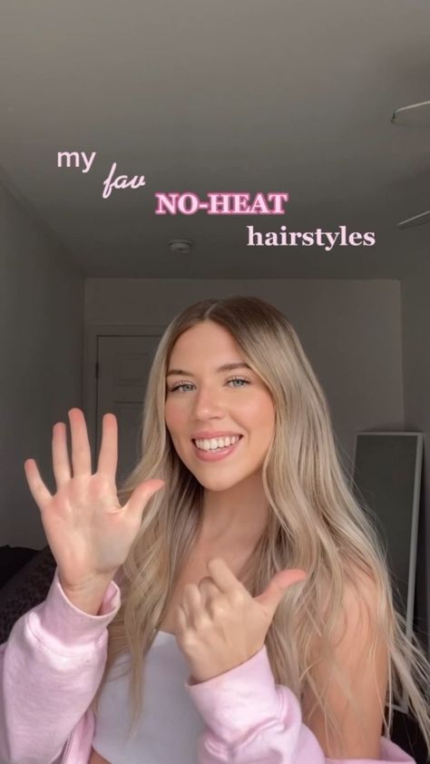 Cute Hairstyles No Heat, Easy No Heat Hairstyles, Heat Hairstyles, No Heat Hairstyles, No Heat, Tiktok Watch, Tiktok Videos, Easy Hairstyles, Mirror Selfie