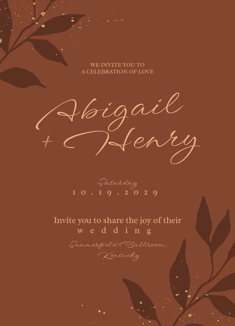 Wedding Invitation Aesthetic, Invitation Aesthetic, Engagement Invitation Card Design, Brown Invitation, Brown Wedding Invitations, Template Wedding Invitation, Engagement Invitation Cards, Aesthetic Templates, Wedding Invitation Card Template