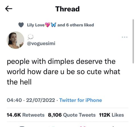 His Dimples Quotes, Dimples Quotes, Back Dimple, People With Dimples, Lone Fox, Random Thoughts, Pretty Quotes, Tweet Quotes, Phone Wallpaper