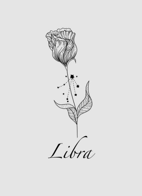 Libra Constellation Tattoo Flowers, Libra Tattoo Flowers, Libra Flower Tattoo Birth Month, Libra Animal Tattoo, Libra Tattoo Designs For Women, Small Libra Tattoo For Women, Libra Zodiac Tattoos For Women, Skylar Tattoo, Libra Tattoos For Women