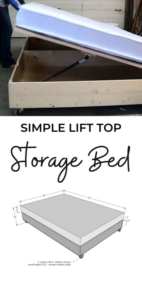 Twin Under Bed Storage Diy, Platform Bed With Lift Up Storage, Diy Rv Bed Frame With Storage, Under Bed Storage Lift Up, Twin Lift Up Storage Bed, Build Your Own Bed Frame Storage, Diy Platform Storage Bed, Diy Wood Bed Frame With Storage, Diy Rv Bed Frame