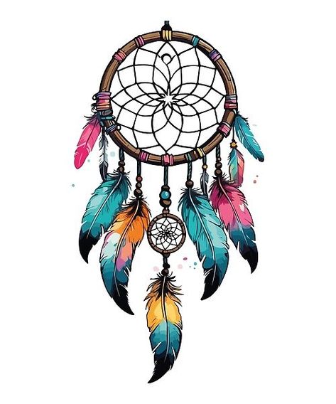 Enhance your space with our vibrant dreamcatcher illustration featuring colorful feathers. This boho chic artwork brings a touch of spiritual beauty and whimsical charm to any decor. Dreamcatcher Illustration, Feathers Artwork, Dream Catcher Painting, January Wallpaper, Indian Feather Tattoos, Chic Artwork, Palm Tree Drawing, Hannya Mask Tattoo, Feather Artwork