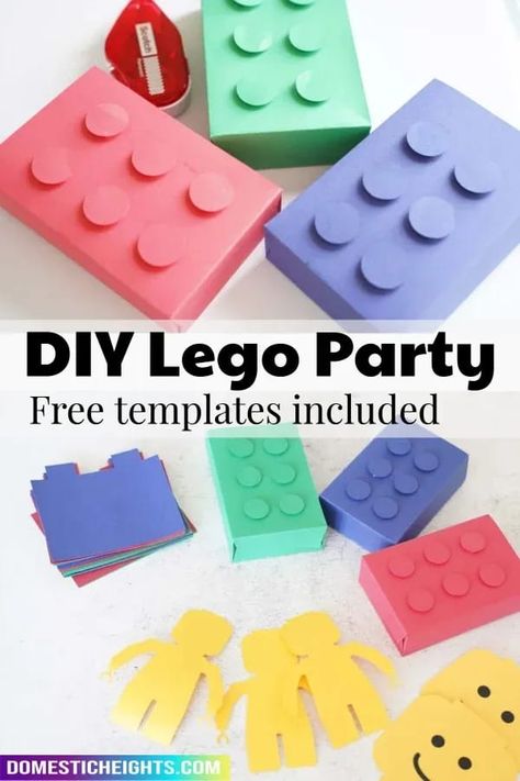 diy decor, kids lego party decorations diy lego party decorations Lego Man Template Free Printable, Lego Head Template Free Printable, Diy Lego Birthday Decorations, Lego Paper Crafts, Cricut Lego Projects, Lego Cricut Ideas, Lego Birthday Party Decorations Diy, Lego Boxes Diy, Free Lego Svg