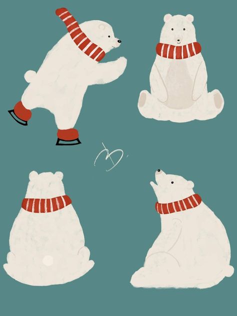 Bear illustrations. Winter inspiration. Polar Bear Illustration, Winter Inspiration, Bear Illustration, Bear Graphic, Winter Animals, Fall Holidays, Christmas Illustration, Polar Bear, Winter Wonderland